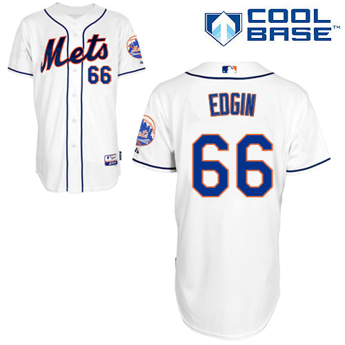 Josh Edgin #66 MLB Jersey-New York Mets Men's Authentic Alternate 2 White Cool Base Baseball Jersey
